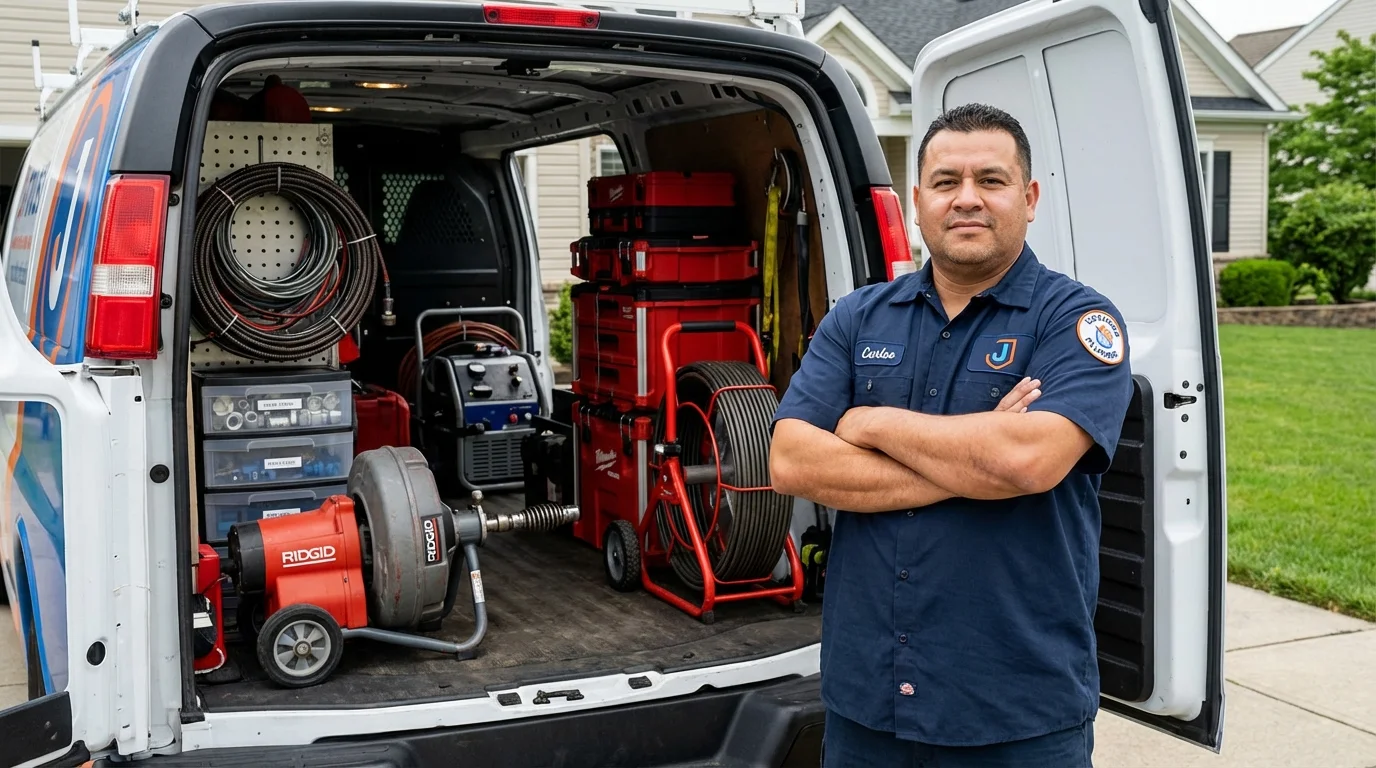 Professional drain cleaning equipment and Johns Plumbing LLC plumber in Davis