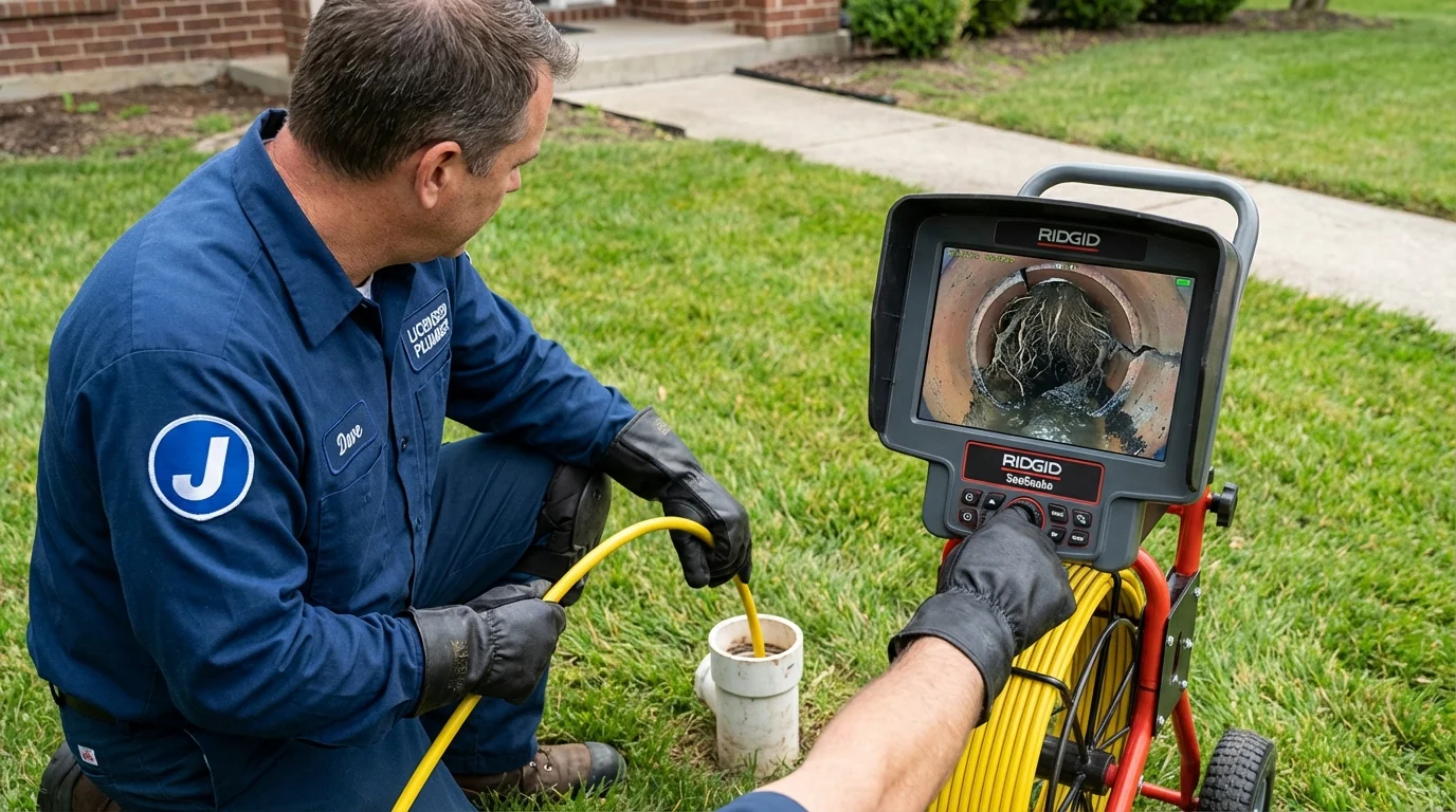 Sewer camera inspection being performed by Johns Plumbing LLC in Davis