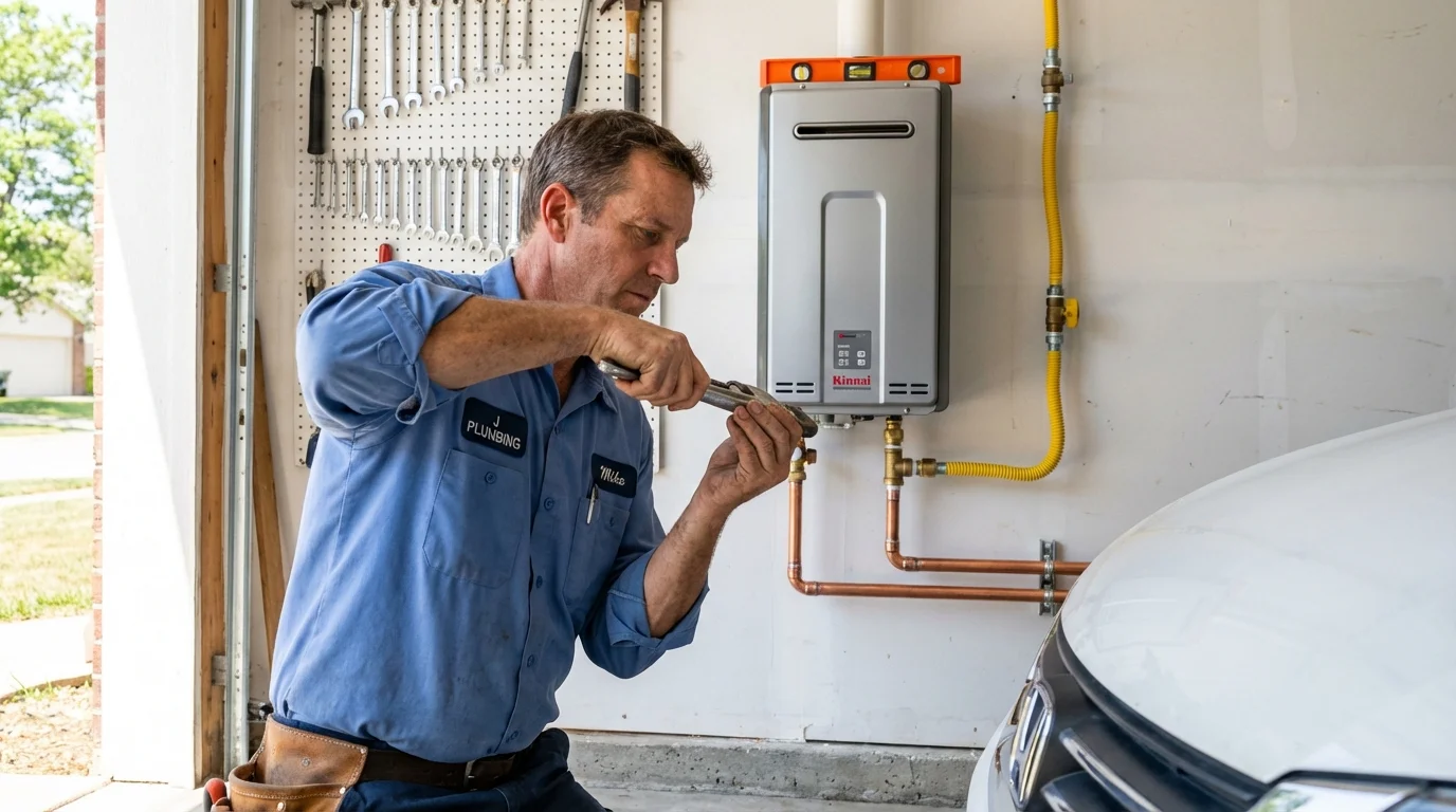 Tankless water heater installation by a Johns Plumbing LLC plumber in Davis